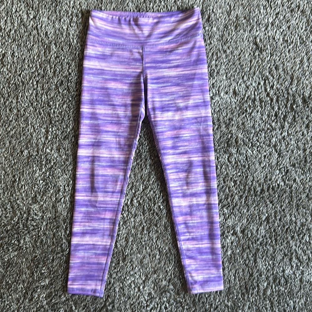 Girls purple striped yoga pants-new